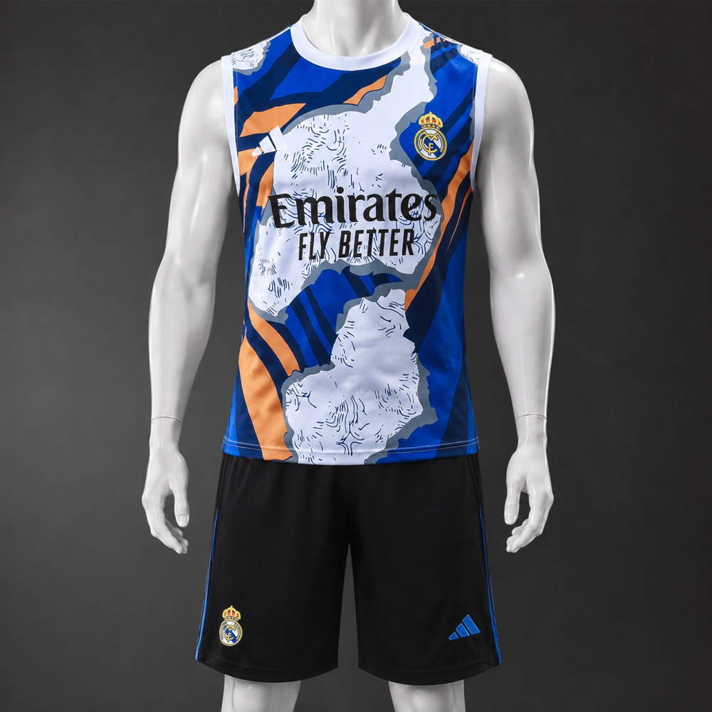 Real Madrid 25/26 Blue White Orange Gradient Training Vest kit