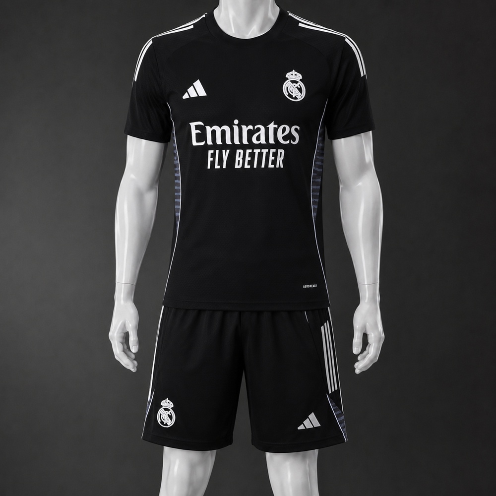Real Madrid 25/26 Black White Short Sleeve Short Set