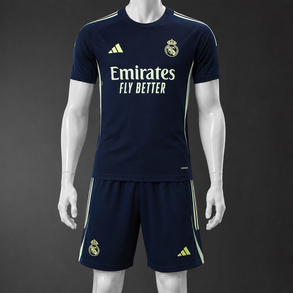 Real Madrid 25/26 Navy Light Green Short Sleeve Short Set