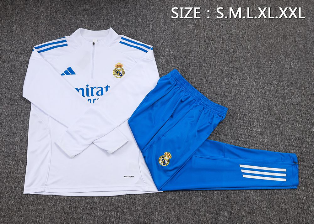 Real Madrid 25/26 White Blue Half Zip Tracksuit Foto 2