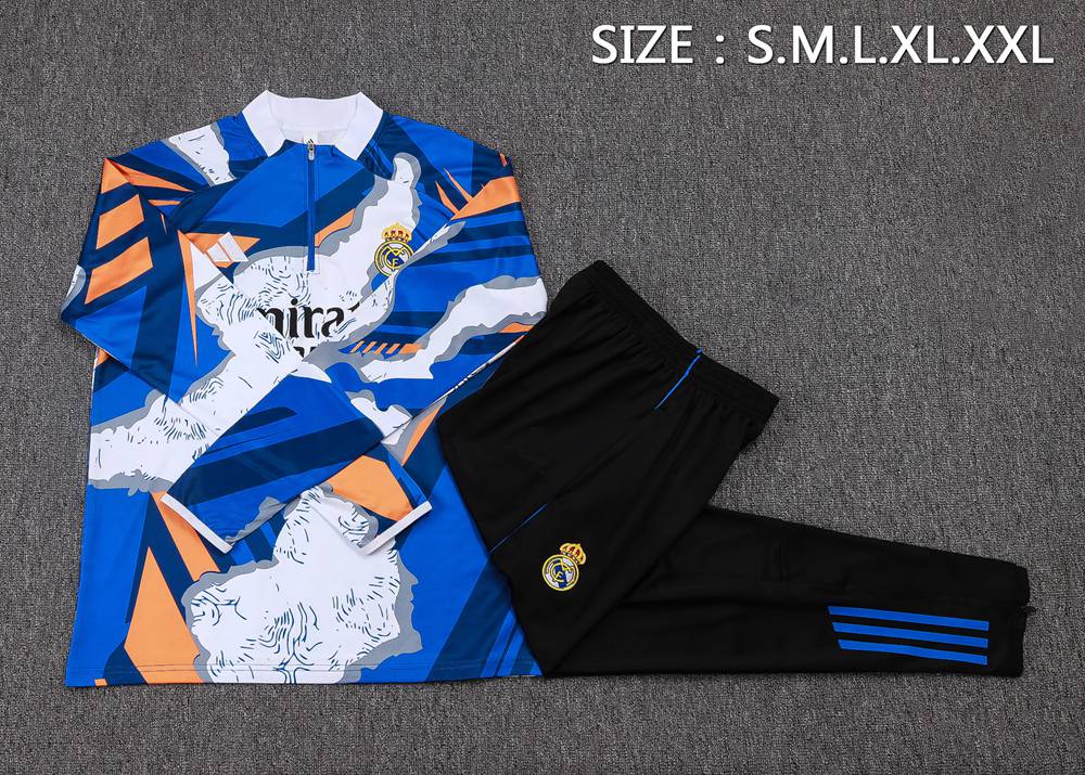 Real Madrid 25/26 Blue Orange Half Zip Tracksuit Foto 2