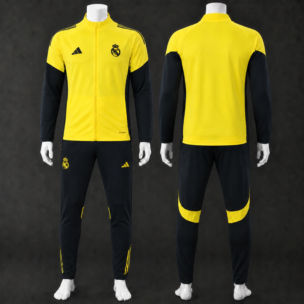 Real Madrid 25/26 Yellow Black Jacket Kit