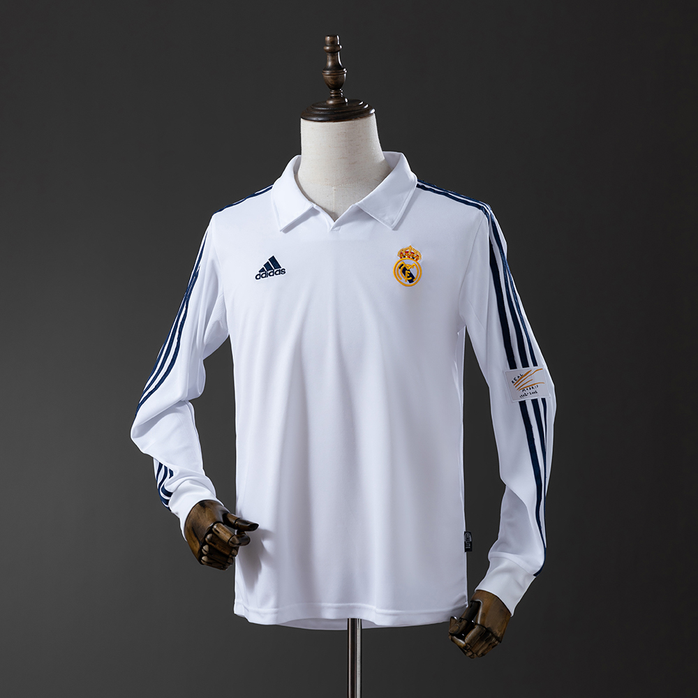 Real Madrid 01/02 Home (UEFA Champions League) Long Sleeve Retro Jersey