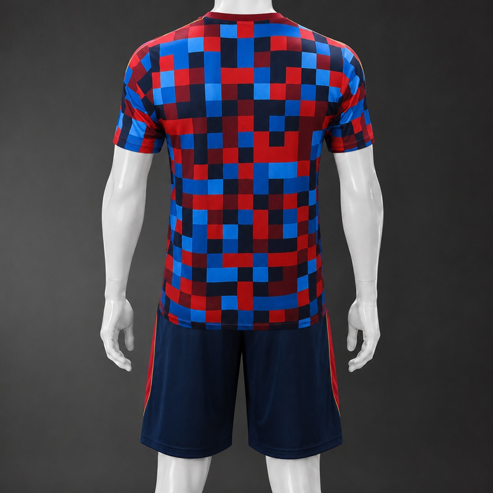 Barcelona 26/27 Checkered Navy Short Sleeve Short Set Foto 2