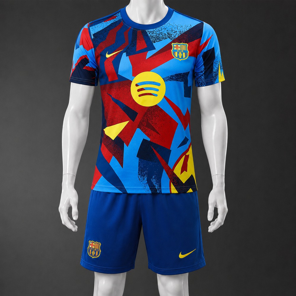 Barcelona 25/26 Multicolor Blue Short Sleeve Short Set