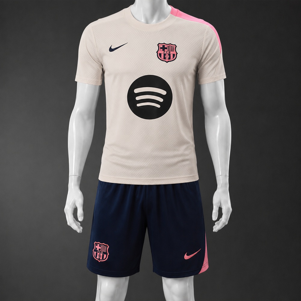 Barcelona 25/26 Cream Navy Short Sleeve Short Set