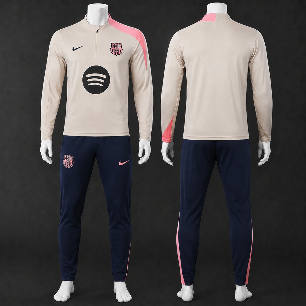 Barcelona 25/26 Cream Navy Pink Half Zip Tracksuit