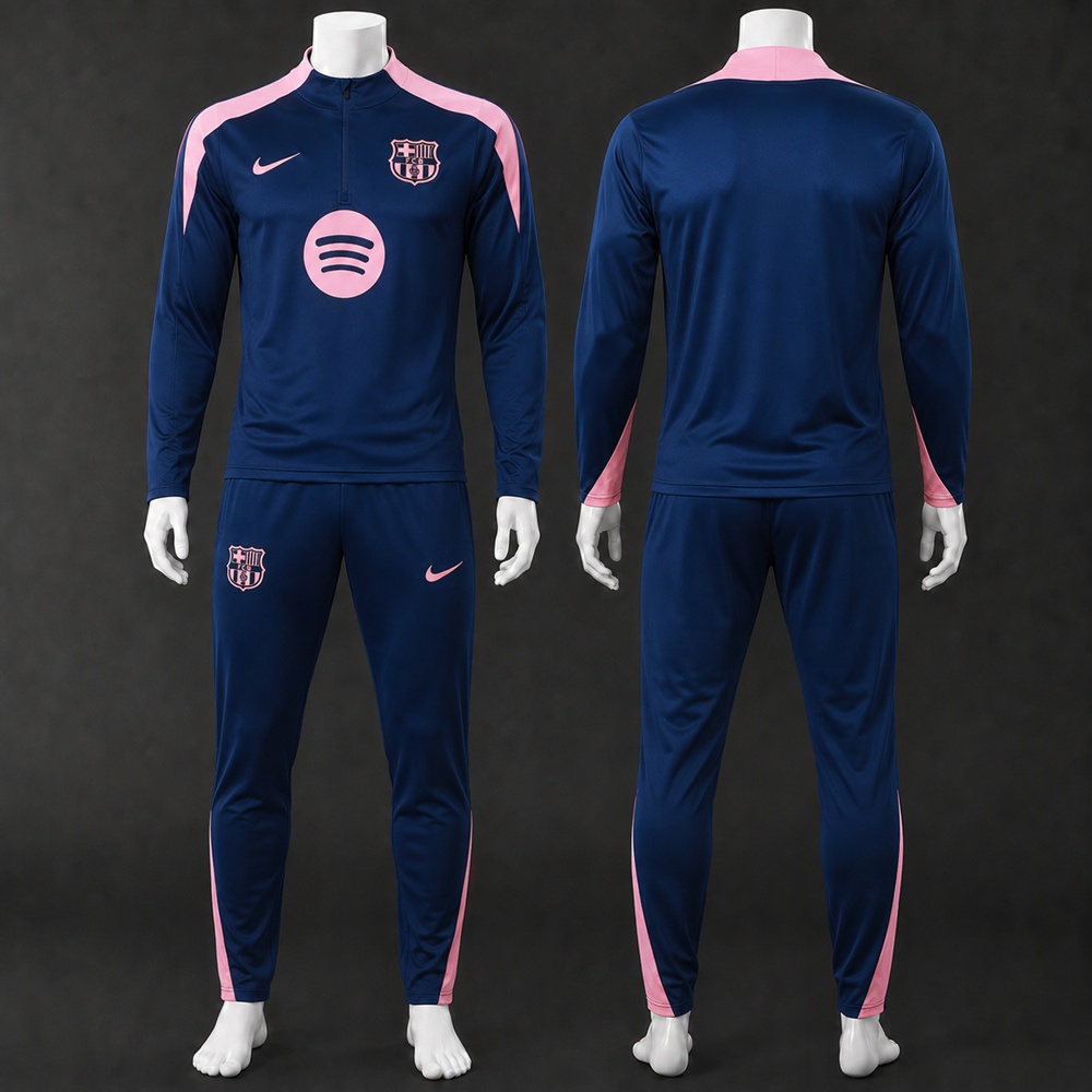 Barcelona 25/26 Navy Pink Half Zip Tracksuit