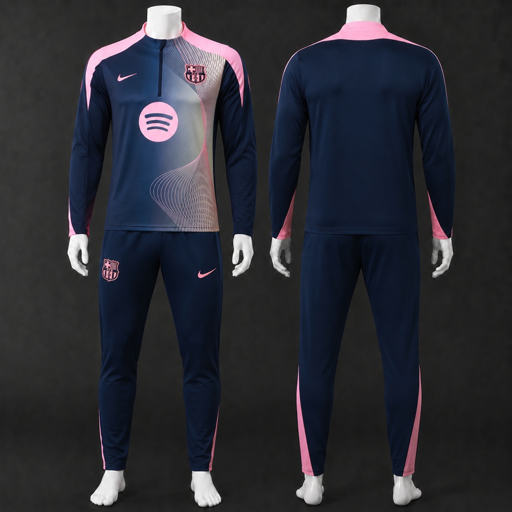 Barcelona 25/26 Navy Pink Gradient Half Zip Tracksuit