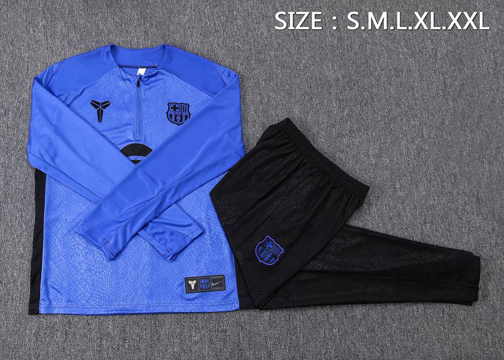 Barcelona 25/26 Blue Printed Black Half Zip Tracksuit Foto 2
