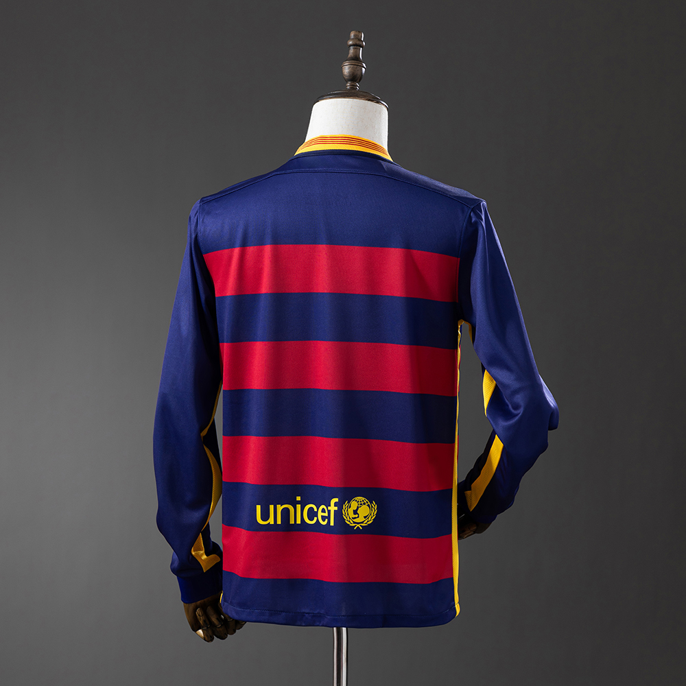 Barcelona 15/16 Home Long Sleeve Retro Jersey Foto 2