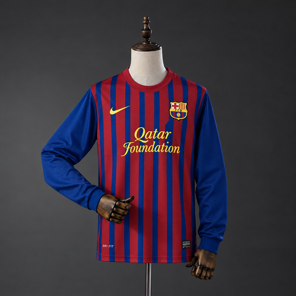 Barcelona 11/12 Home Long Sleeves Retro Jersey