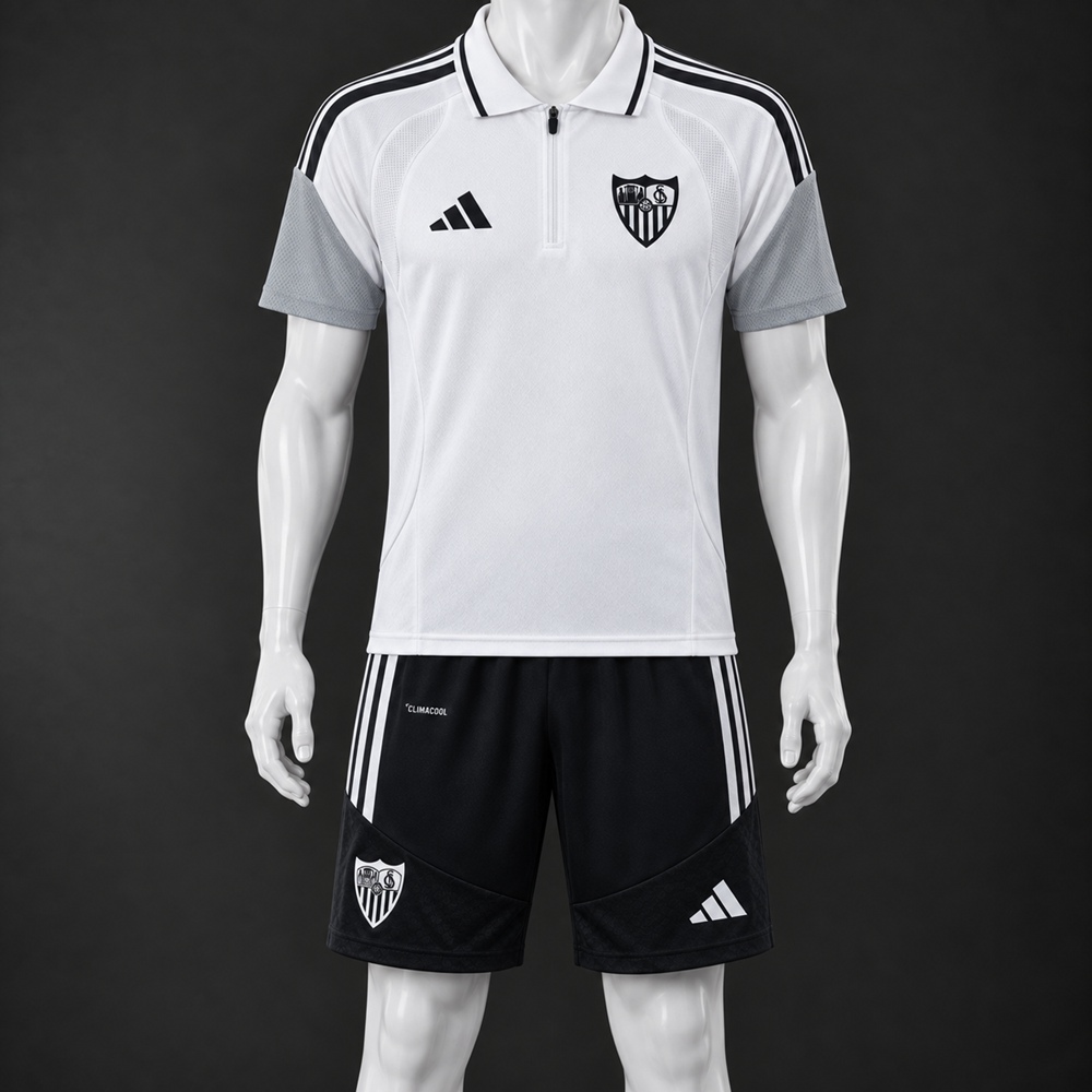 Sevilla 26/27 White Black Grey Polo Short Sleeve Short Set
