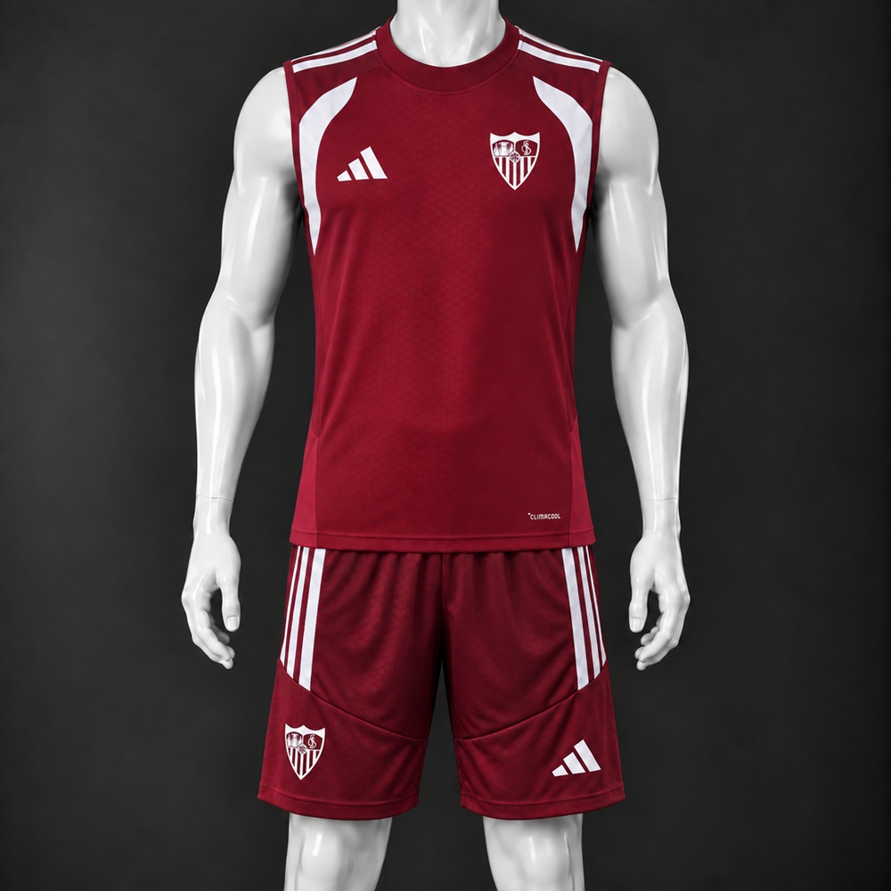 Sevilla 26/27 Burgundy White Training Vest Set