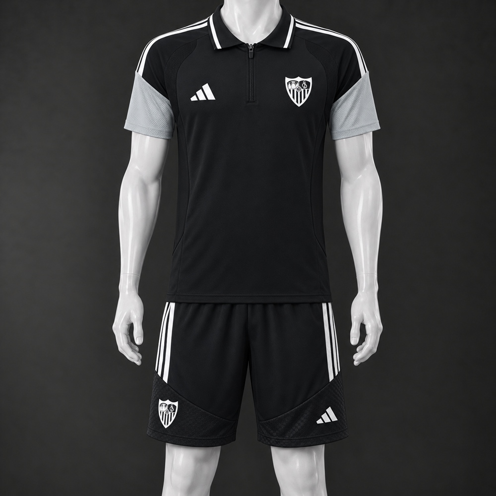 Sevilla 26/27 Black Grey White Polo Short Sleeve Short Set
