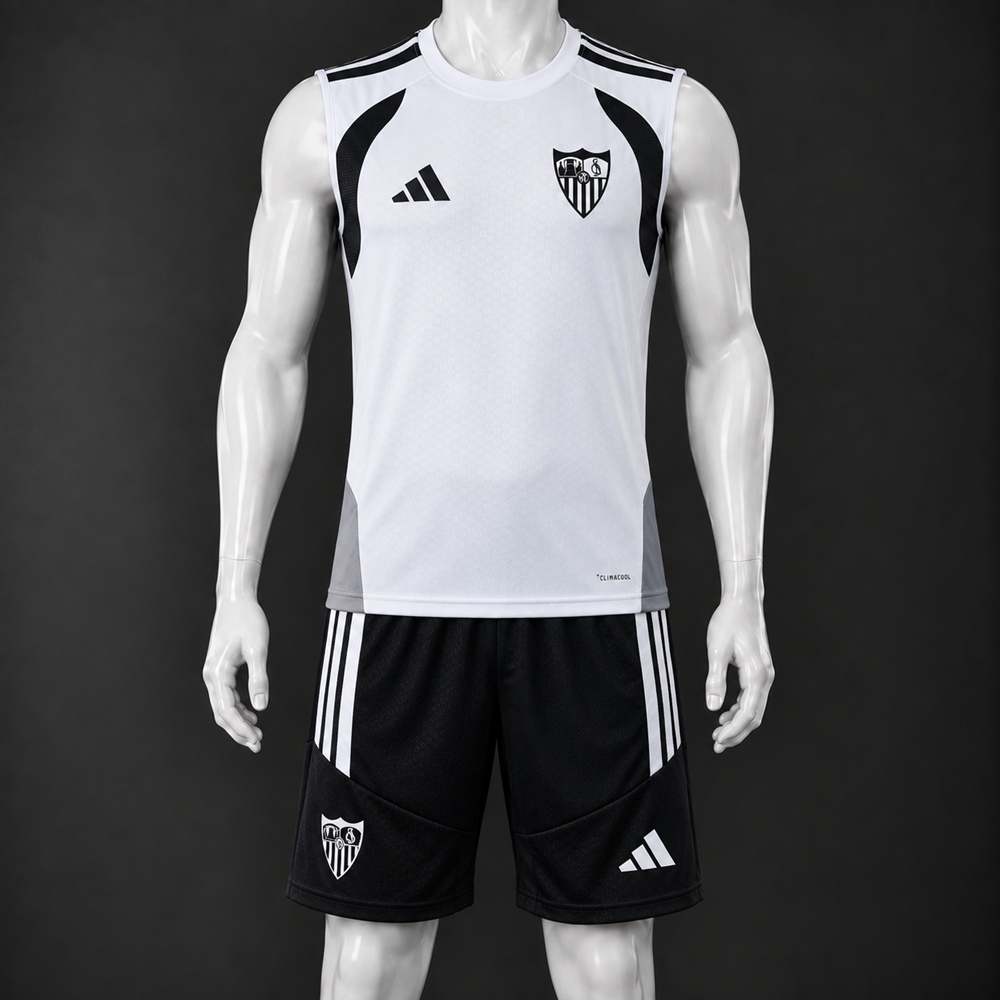 Sevilla 26/27 White Black Training Vest Set