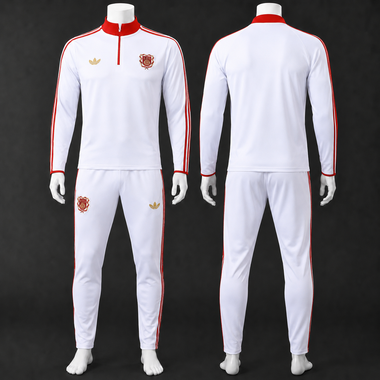 Bayern Munich 25/26 White Red Half Zip Tracksuit