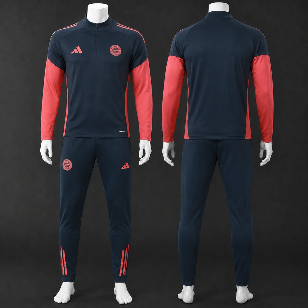 Bayern Munich 25/26 Navy Pink Half Zip Tracksuit