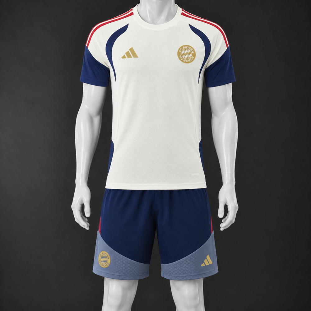 Bayern Munich 26/27 Off-White Navy Blue Gray Short-Sleeve Shorts Set