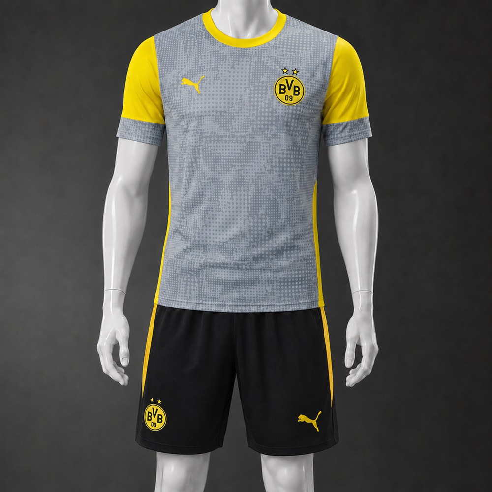 Borussia Dortmund 25/26 Gray Yellow Short Sleeve Short Set