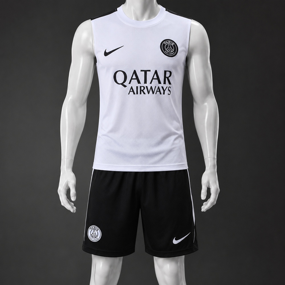 PSG 26/27 White Black Training Vest kit