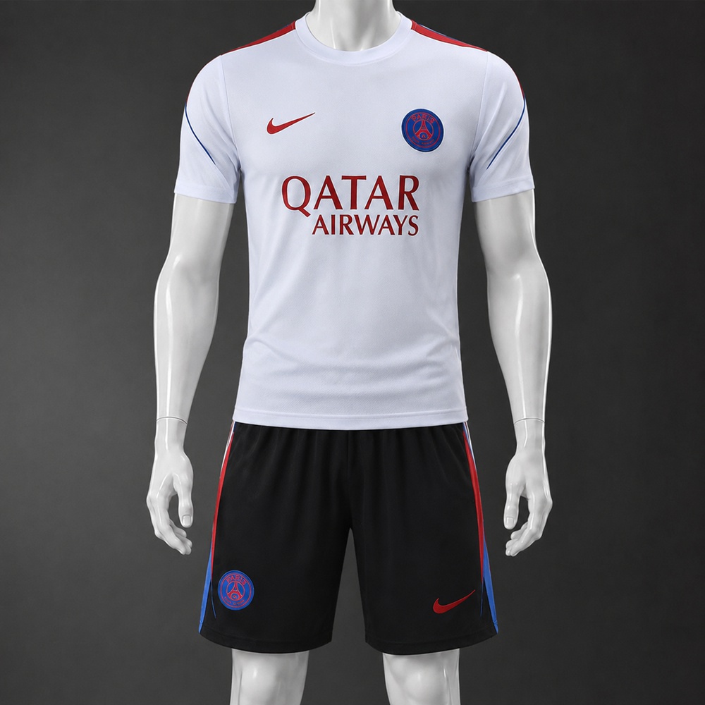 PSG 26/27 White Black Short Sleeve Short Set