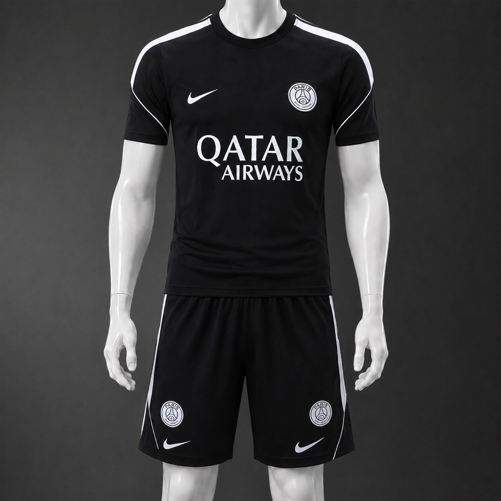 PSG 26/27 Black White Short Sleeve Short Set