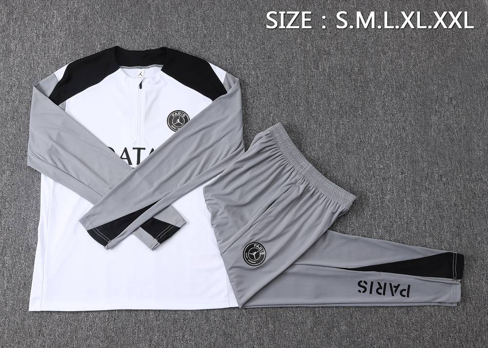 PSG 26/27 White Grey Half Zip Tracksuit Foto 2