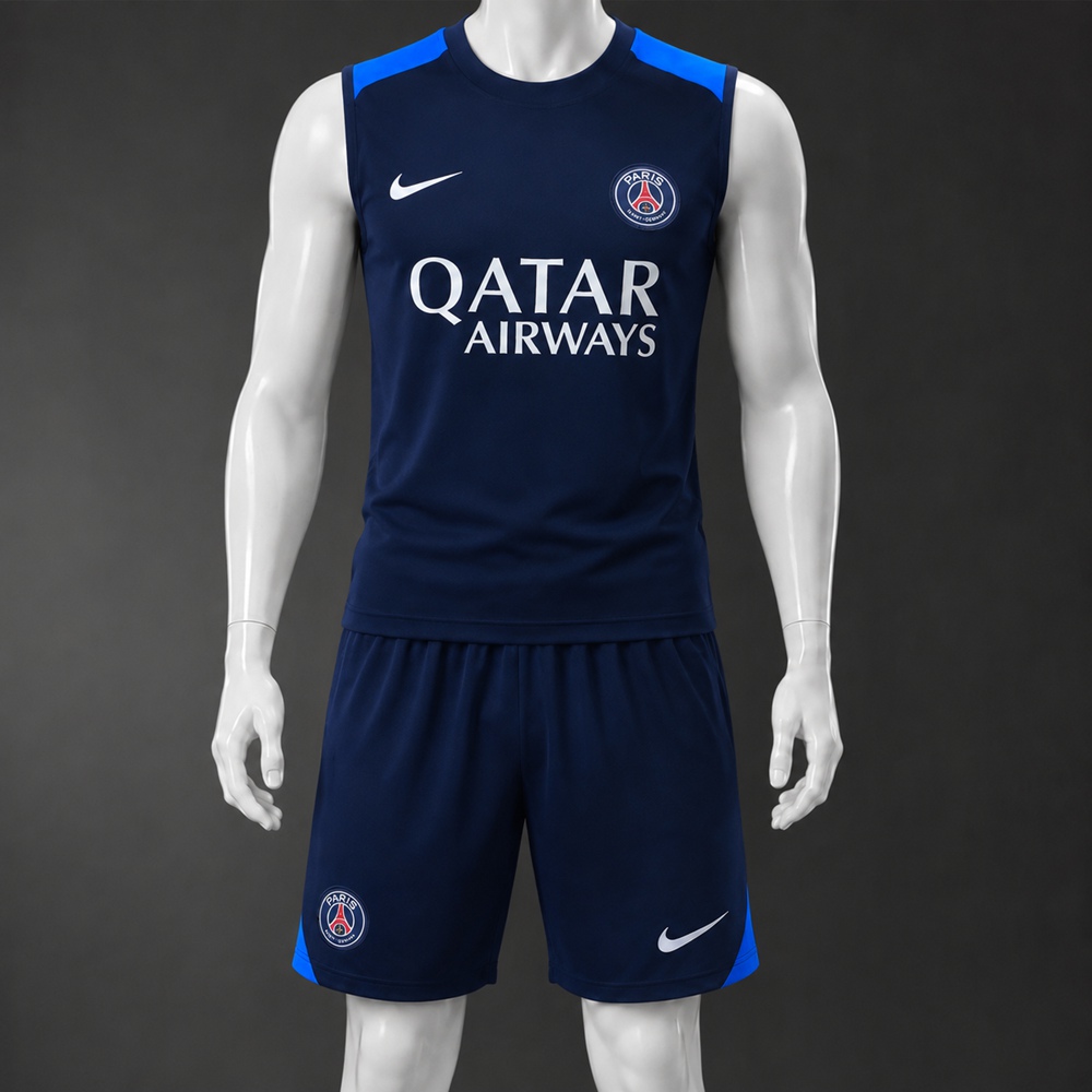 PSG 25/26 Dark Navy Light Blue Training Vest kit