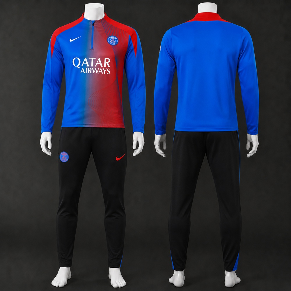 PSG 25/26 Blue Red Gradient Half Zip Tracksuit