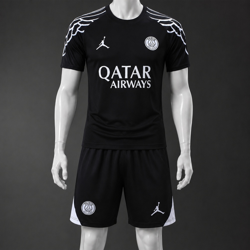PSG 25/26 Black White Short Sleeve Short Set