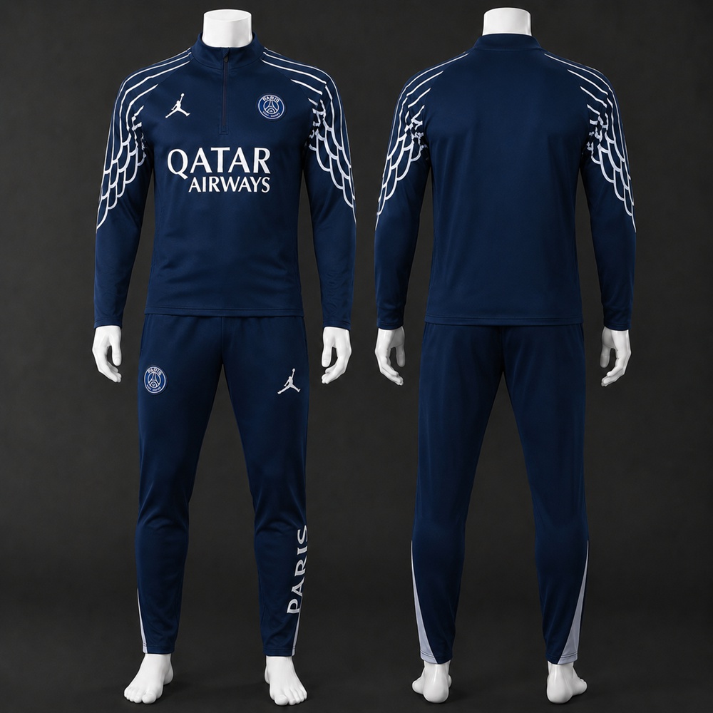 PSG 25/26 Navy White Wing Half Zip Tracksuit