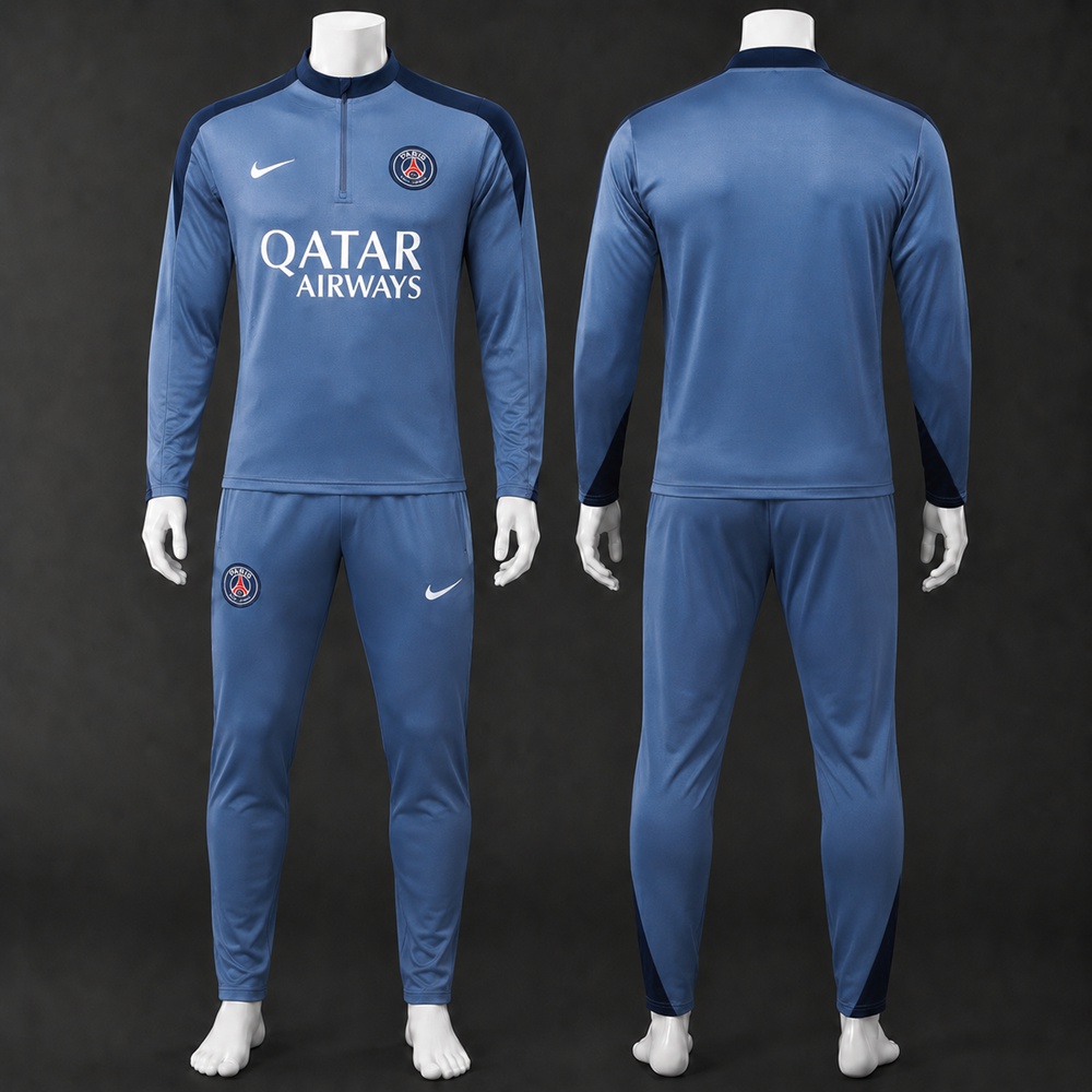 PSG 25/26 Light Blue Dark Blue Half Zip Tracksuit