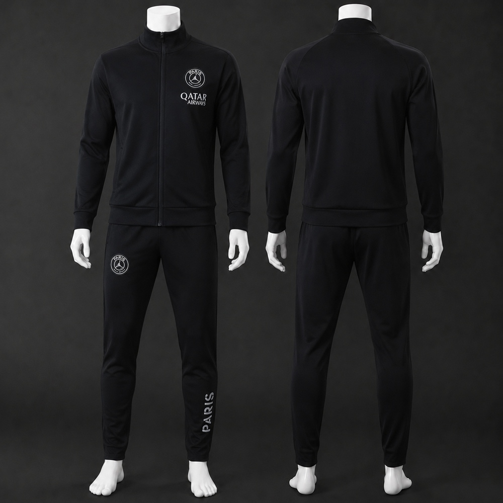 PSG 25/26 Black Zip Soccer Jacket Kit Set