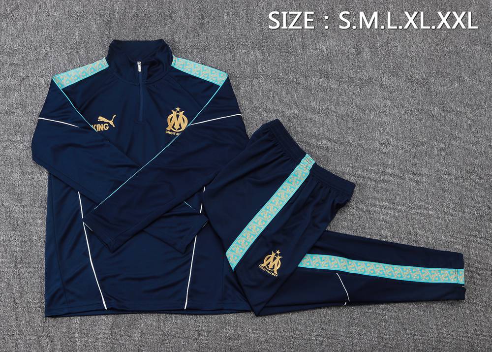Olympique de Marseille 25/26 Navy Turquoise Half Zip Tracksuit Foto 2