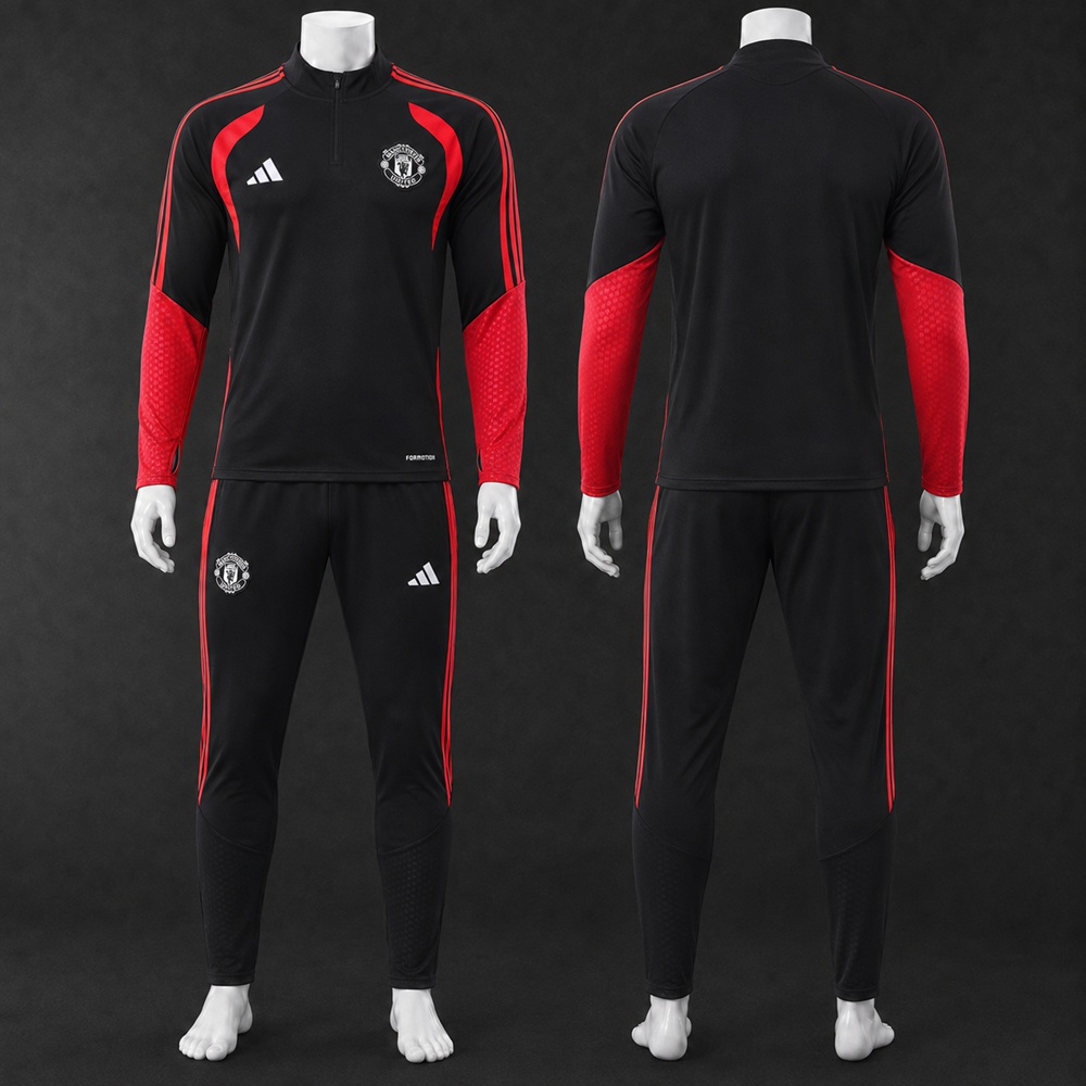 Manchester United 26/27 Black Red Half Zip Tracksuit