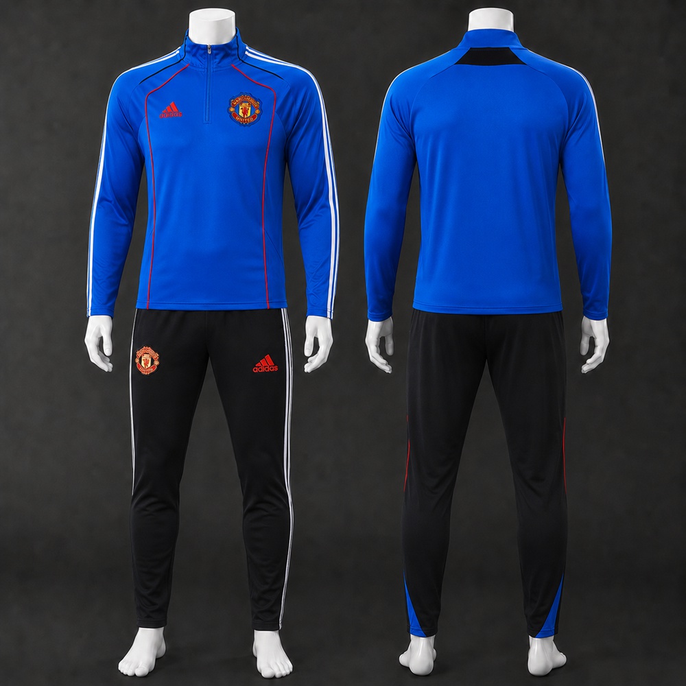 Manchester United 25/26 Blue Black Half Zip Tracksuit