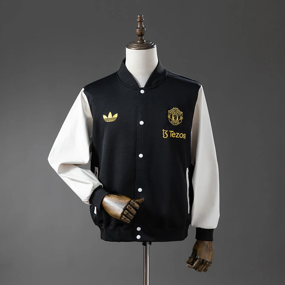 Manchester United Baseball Jacket White & Black