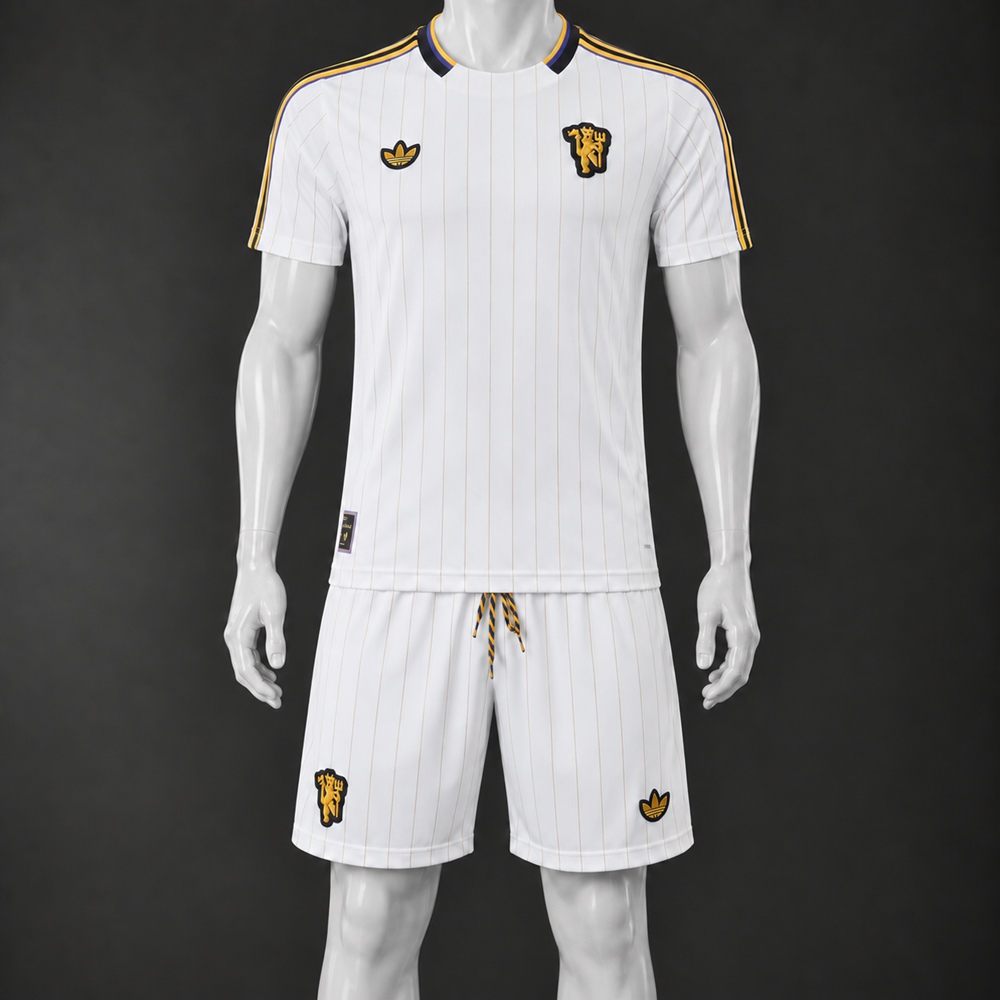 Manchester United 26/27 White Yellow Short-Sleeve Shorts Set