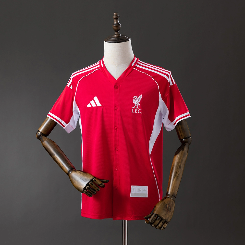 Liverpool 25/26 US Pack Full-Button Baseball Jersey Red