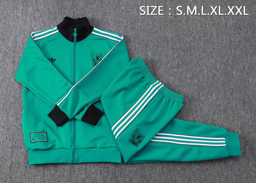 Liverpool 25/26 Green Retro Soccer Jacket Kit Set Foto 2
