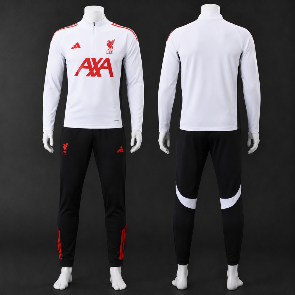 Liverpool 25/26 White Black Red Half Zip Tracksuit