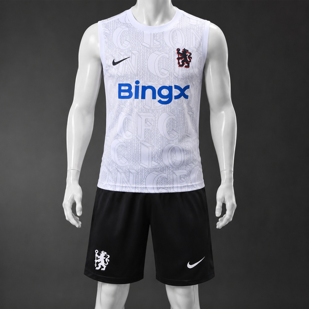 Chelsea 25/26 White Black Letter Print Training Vest kit