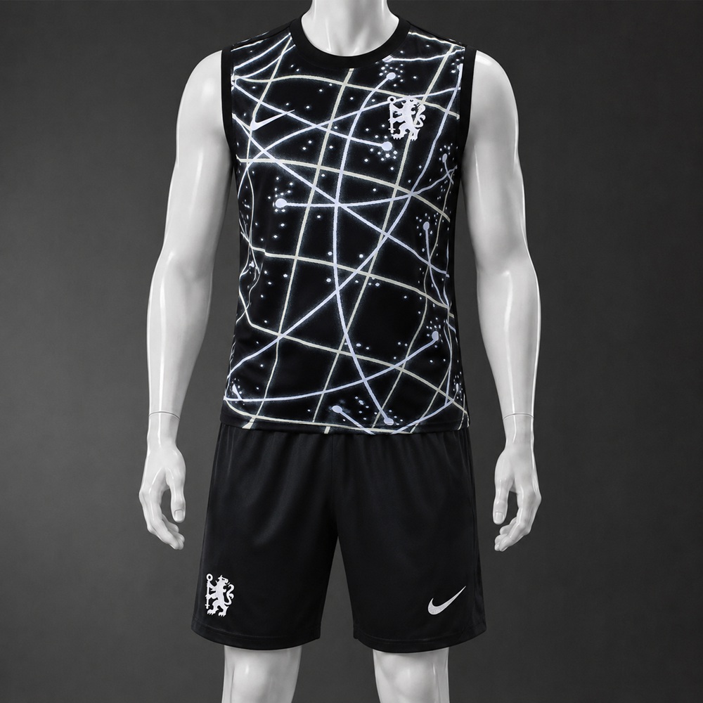 Chelsea 25/26 Black White Star Line Print Training Vest kit
