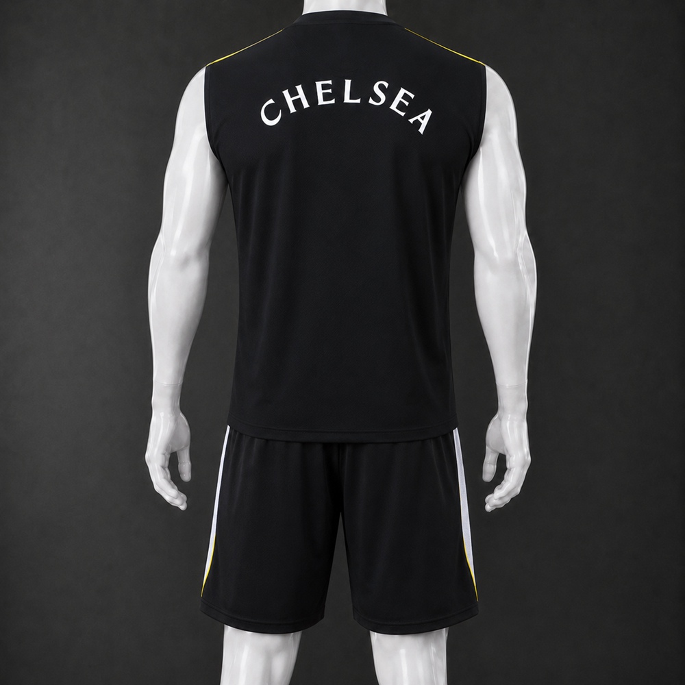 Chelsea 26/27 Black Yellow Short Sleeve Short Set Foto 2