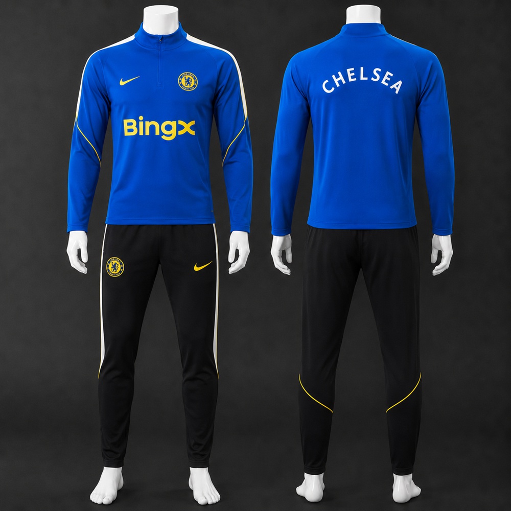Chelsea 26/27 Blue Black Half Zip Tracksuit