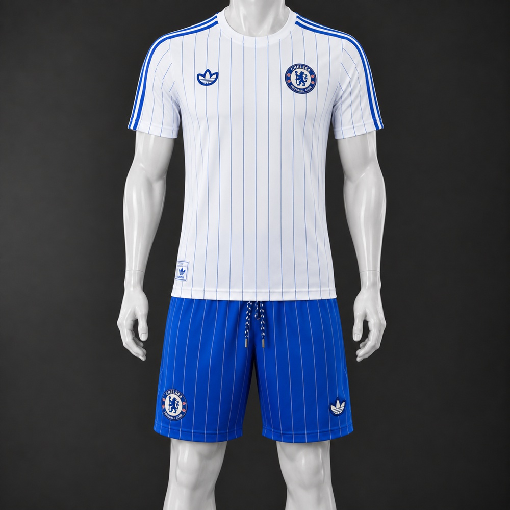 Chelsea 26/27 White Blue Short-Sleeve Shorts Set