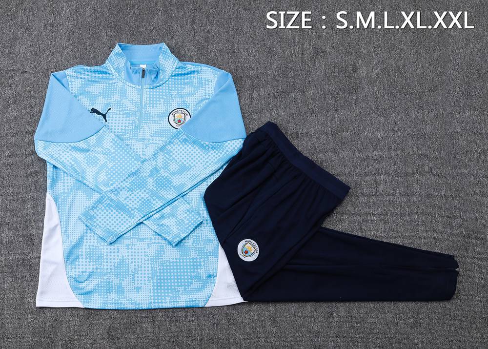 Manchester City 25/26 Light Blue Printed Navy Half Zip Tracksuit Foto 2