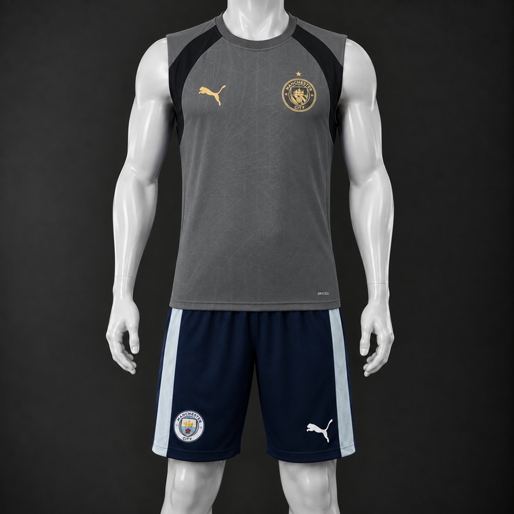 Manchester City 26/27 Grey Black Navy Blue Training Vest Set