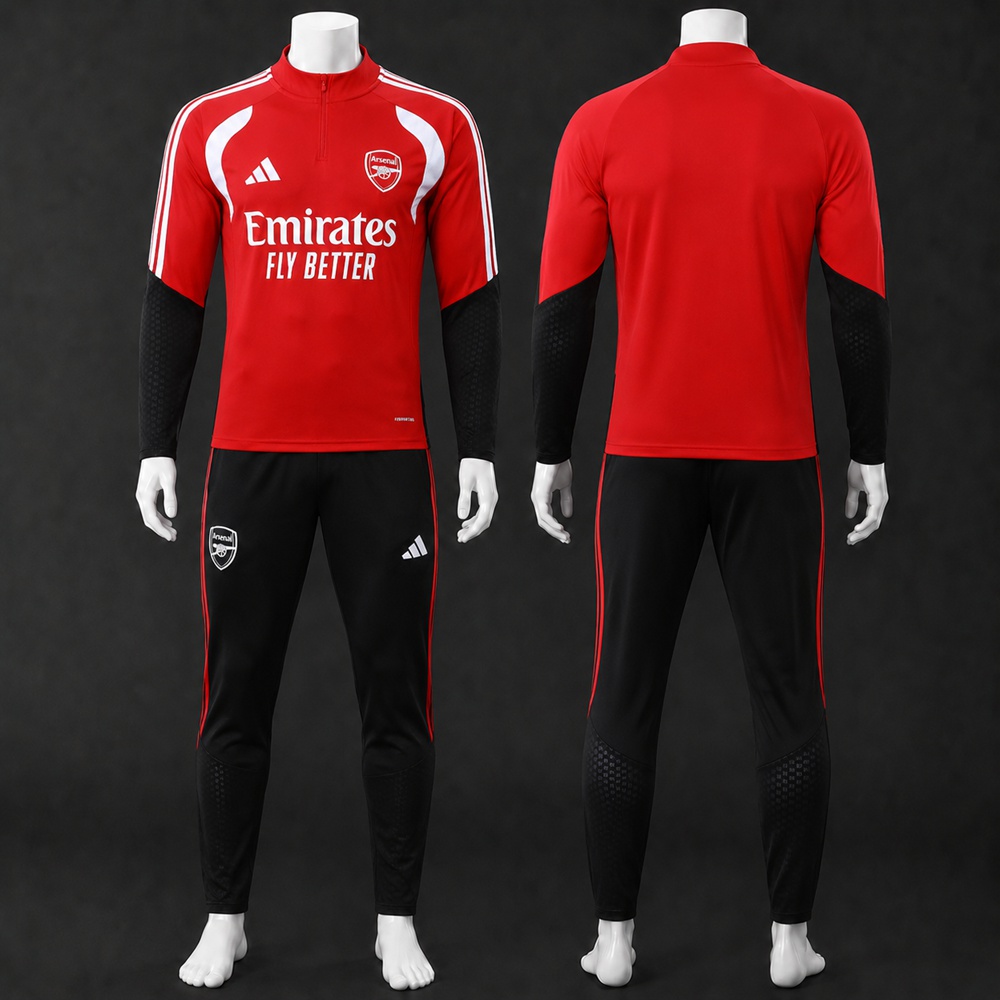 Arsenal 26/27 Red Black Half Zip Tracksuit